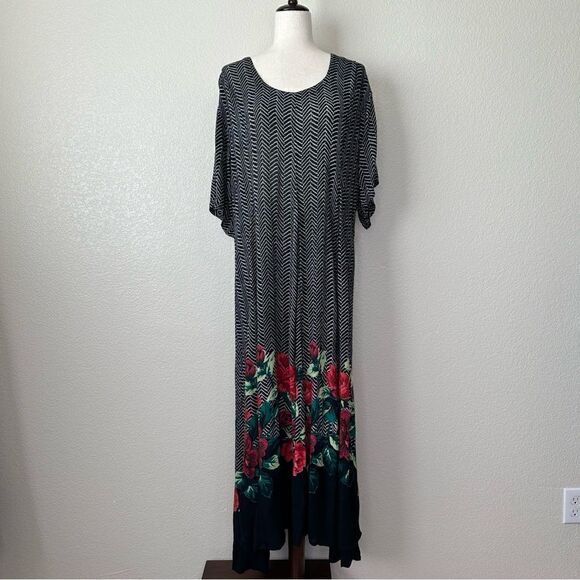 Starina Vintage Boho Printed 3/4 Sleeves Maxi Dress - Picture 1 of 12